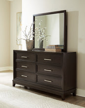 Load image into Gallery viewer, Neymorton King Upholstered Panel Bed with Mirrored Dresser and Chest
