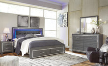 Load image into Gallery viewer, Lodanna Queen Panel Bed with 2 Storage Drawers with Mirrored Dresser
