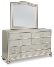 Load image into Gallery viewer, Coralayne Queen Upholstered Bed with Mirrored Dresser, Chest and Nightstand
