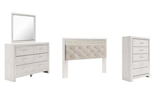 Load image into Gallery viewer, Altyra King Panel Headboard with Mirrored Dresser and Chest
