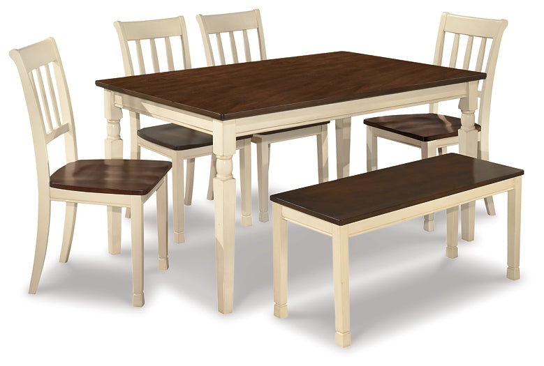 Whitesburg Dining Table and 4 Chairs and Bench