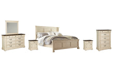 Load image into Gallery viewer, Bolanburg Queen Panel Bed with Mirrored Dresser, Chest and 2 Nightstands
