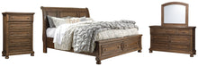 Load image into Gallery viewer, Flynnter  Sleigh Bed With 2 Storage Drawers With Mirrored Dresser And Chest
