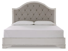Load image into Gallery viewer, Brollyn California King Upholstered Panel Bed with Mirrored Dresser
