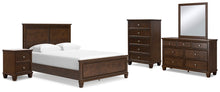 Load image into Gallery viewer, Danabrin Queen Panel Bed with Mirrored Dresser, Chest and Nightstand
